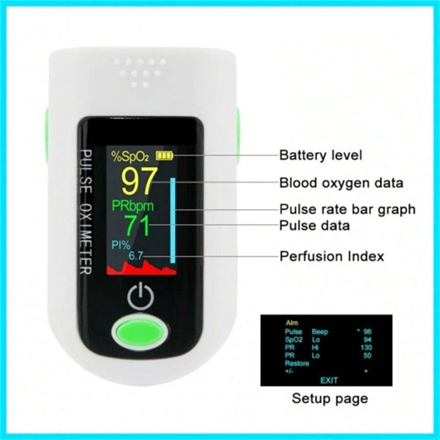 Fingertip Pulse Oximeter🔥 – Portable SpO2 & O2 Monitor for Home or Sport