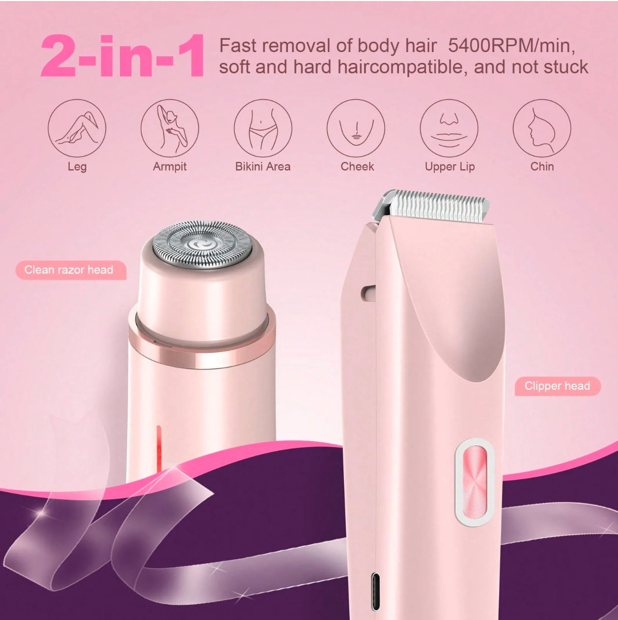 2-in-1 Women’s Bikini Trimmer – Smooth, Safe & Waterproof
